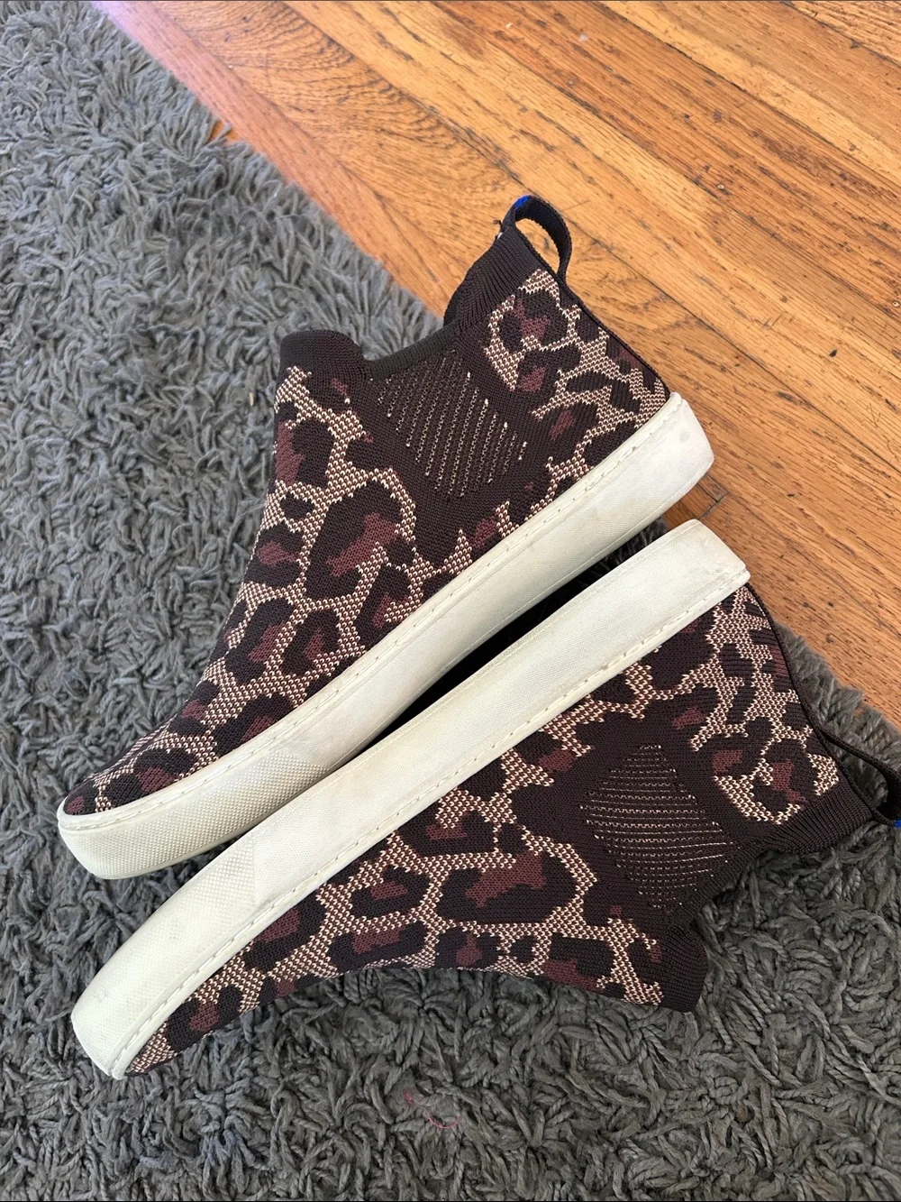 Rothy's Chelsea Sneaker in Wildcat Leopard Print Pull Up Sneaker Booties 9.5